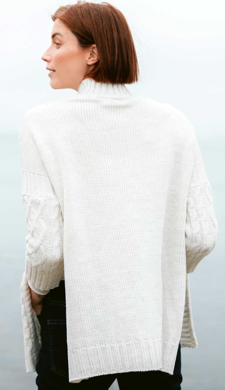 Lisbon Traveler by MerSea - in Sea Salt - Paula & Chlo. A great one size fits most sweater. Back view