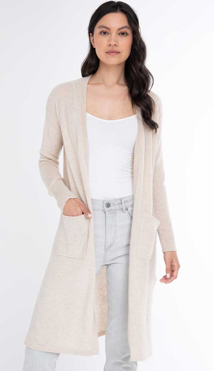 claudia nichole cashmere long duster in dune - paula and chlo