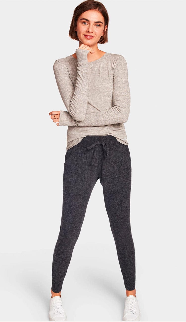 charcoal cashmere lounge pant by white and warren