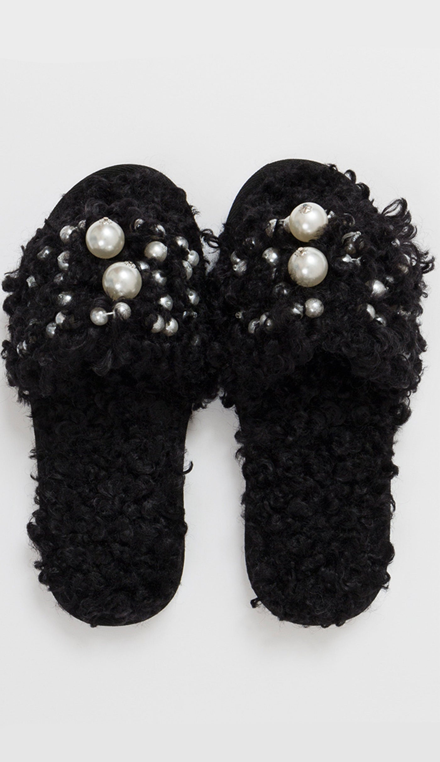 Maisie slipper with pearls in black front view pia rossini