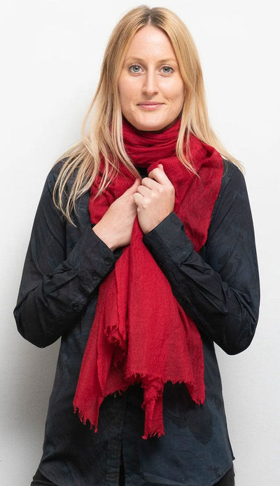 Meg Cohen Featherweight Whisper Scarf in Red - Paula & Chlo