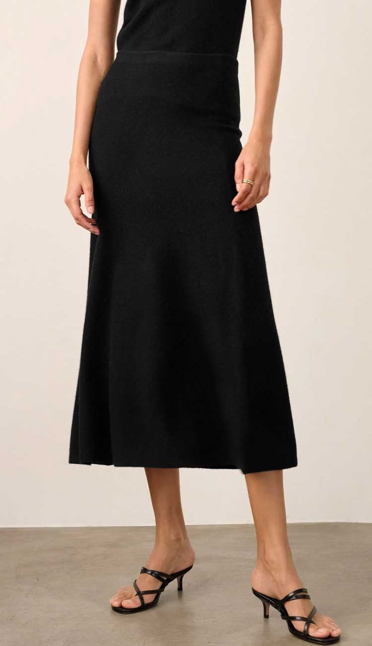 White + Warren Cashmere Midi A-Line skirt - paula and chlo