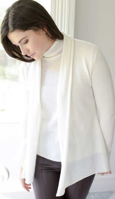 Cashmere Mini Duster in White 100% Cashmere by Alashan Cashmere - Paula & Chlo