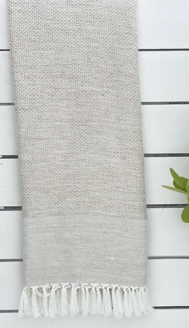 Mykonos throw in beige cotton and bamboo - paula and chlo