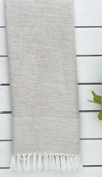 Mykonos throw in beige cotton and bamboo - paula and chlo
