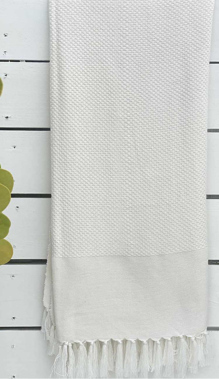 Mykonos White Cotton and bamboo throw - Paula & Chlo