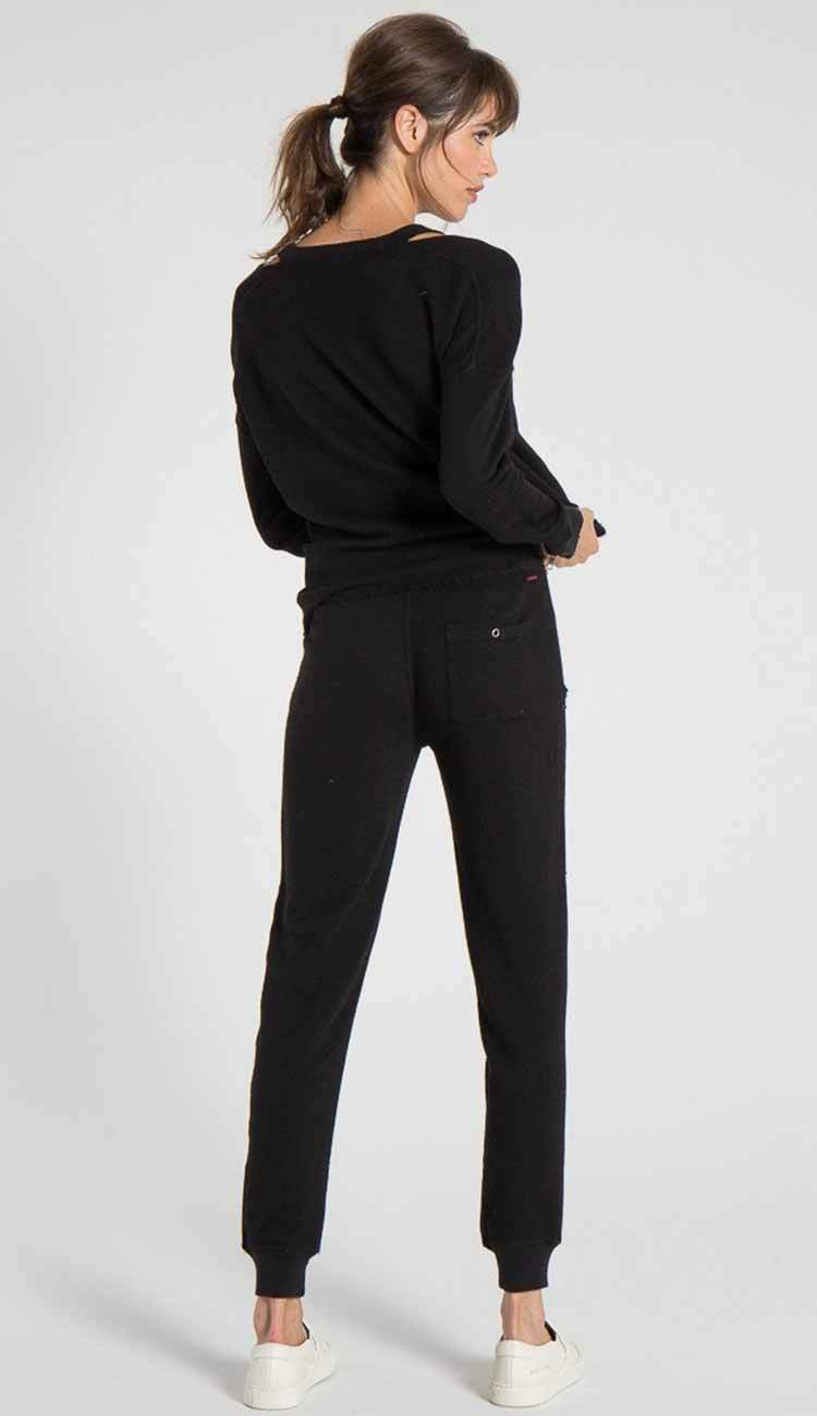 Nikki Deconstructed sweatpant by philanthropy in black cat back view