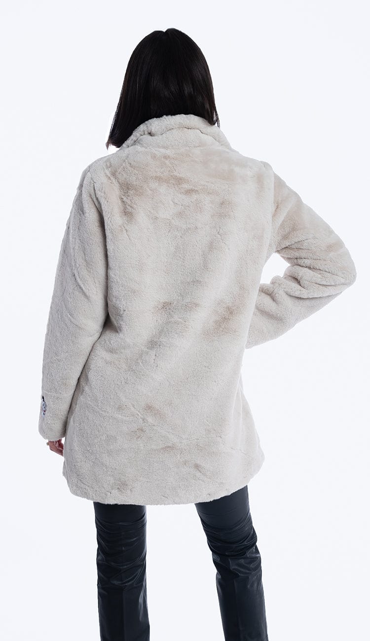 rino and pelle nonna faux fur coat in sand 