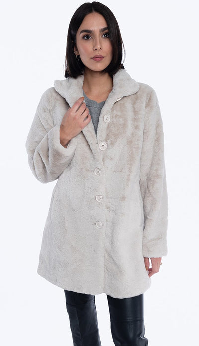 nonna faux fur coat in sand by rino and pelle 