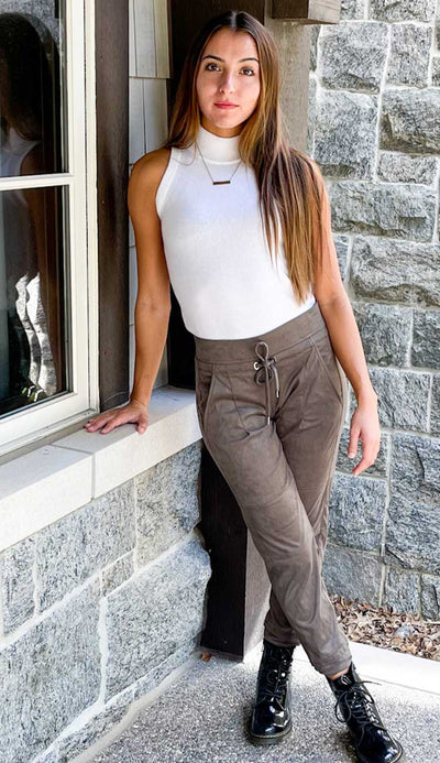 Candice Vegan Suede Pant by Raffaello Rossi in Olive - Paula & Chlo. This fabulous relaxed jogger style pant similar to the Candy Pant.