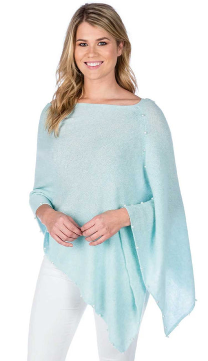 Opal Blue Pearl trim topper - Alashan cashmere - paula and chlo