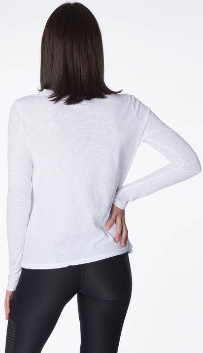 Alexa Long Sleeve tee shirt with distressing by Philanthropy back view