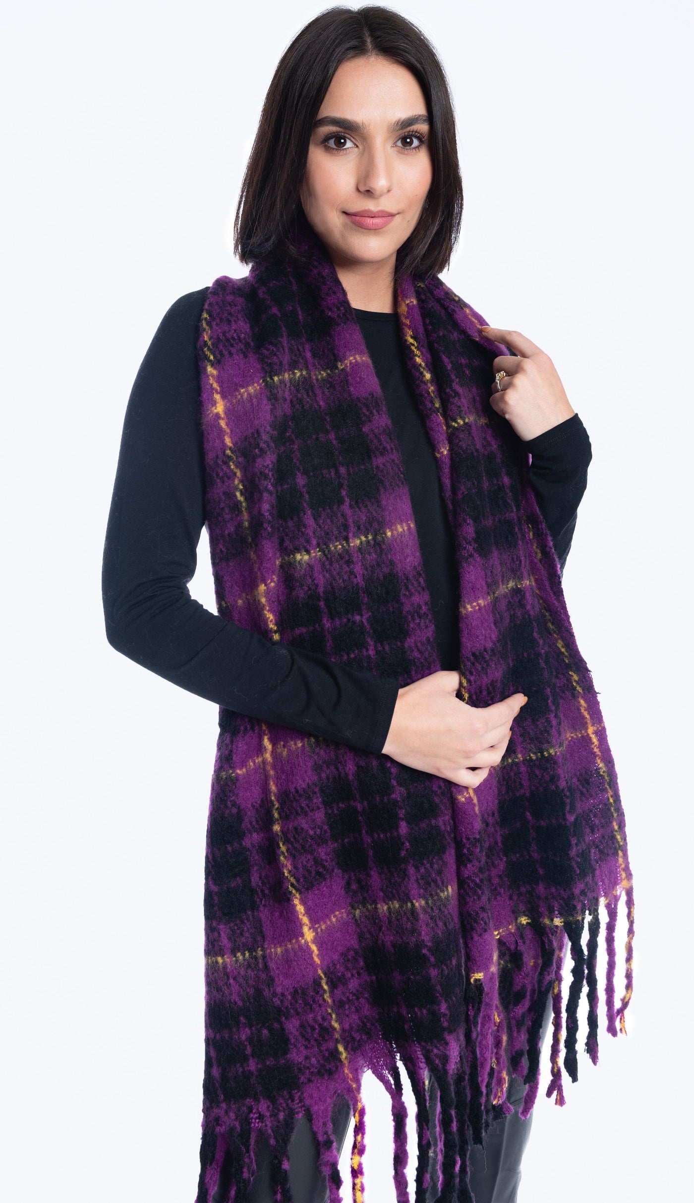 oversized scarf purple plaid 