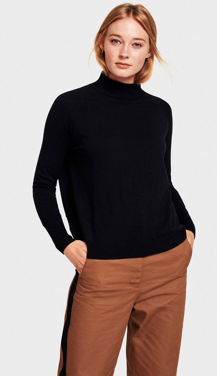 raglan turtleneck black silk full view white and warren