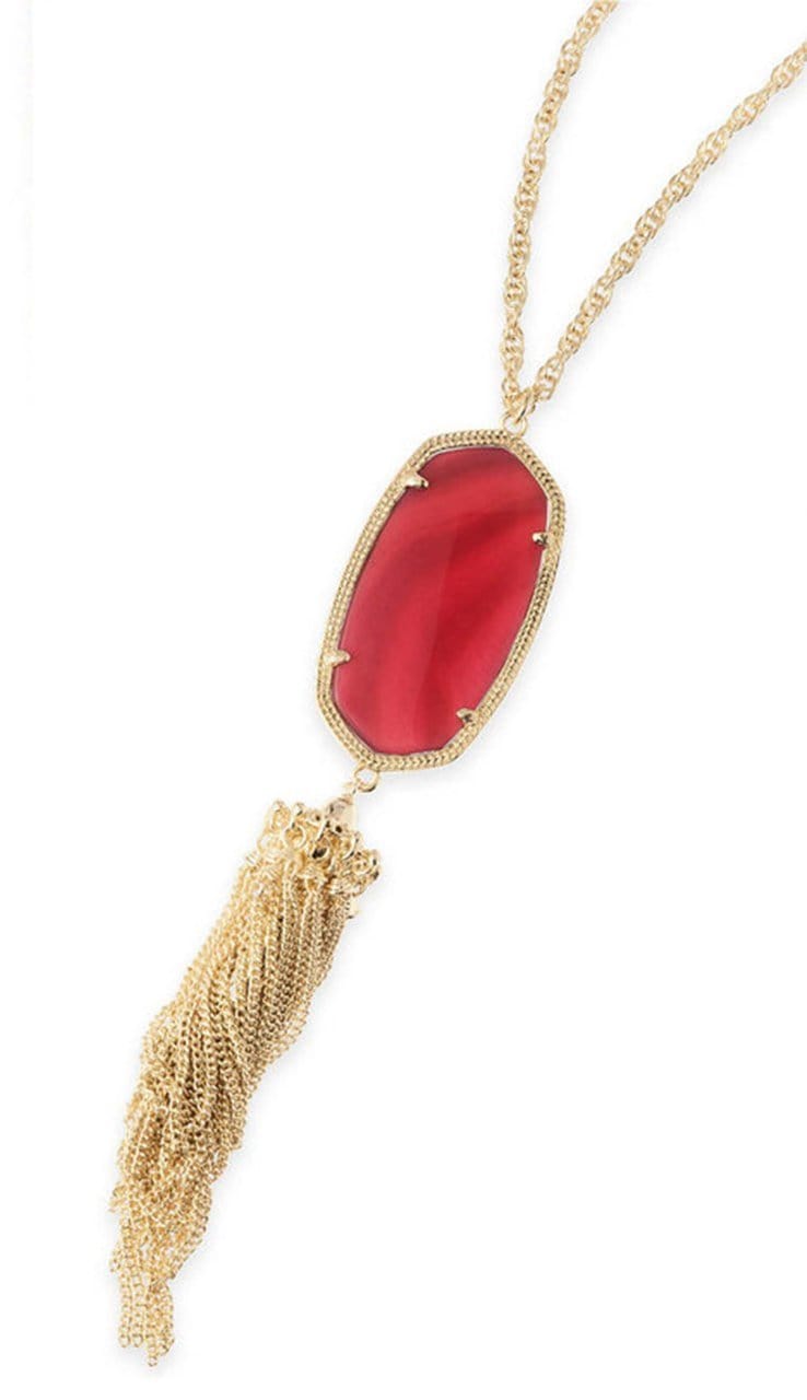 Kendra Scott Pink Magenta Magnesite popular Rayne Tassel Necklace in Gold