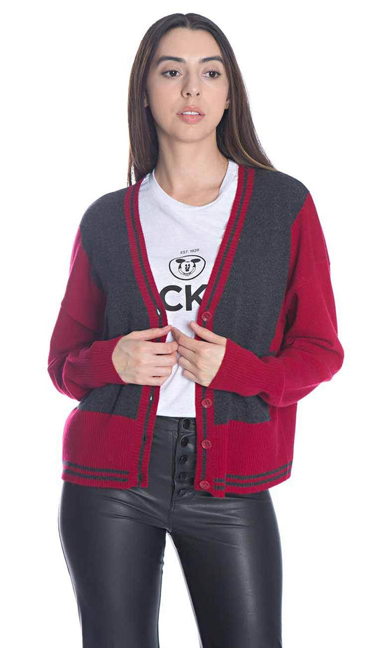 Two Tone V-Neck Cashmere Cardigan by Autumn Cashmere