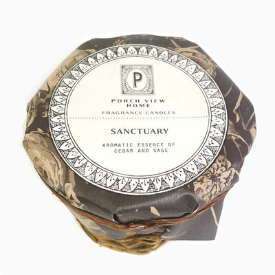sanctuary candle top view - porch view home  - paula and chlo