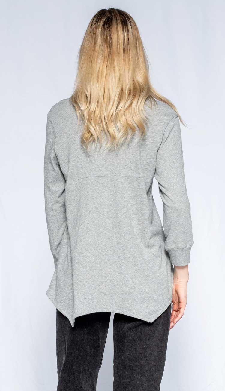 Scoopy Neck 3/4 Sleeve Shrunken Tee in heather grey - Paula & Chlo
