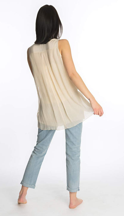 sleeveless tank blush silk by laura siegel back view