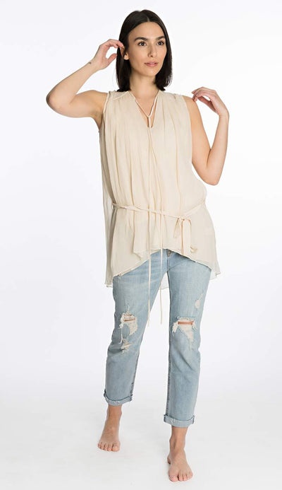 sleevless silk top by laura siegel front view