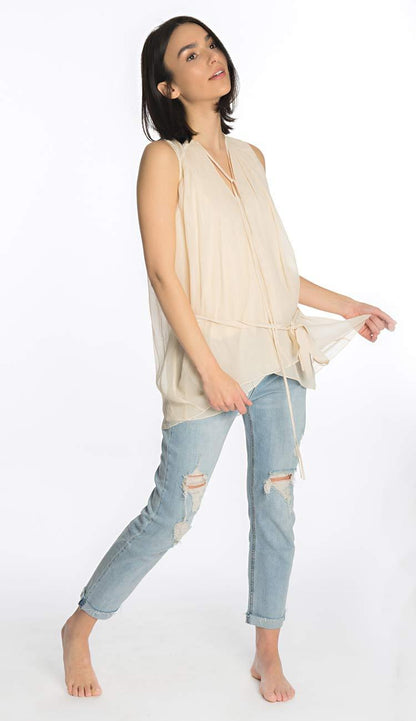 sleeveless tank blush silk by laura siegel side view