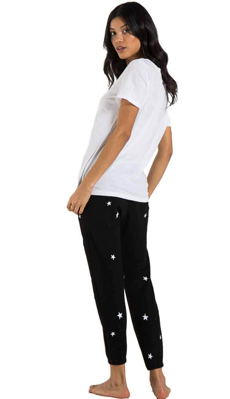 night jogger sweatpants in black and white stars by philanthropy