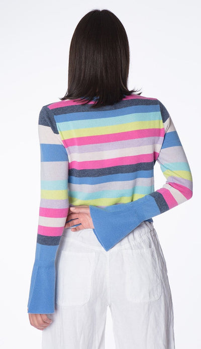 stripe bell-sleeve cashmere sweater back view by autumn cashmere