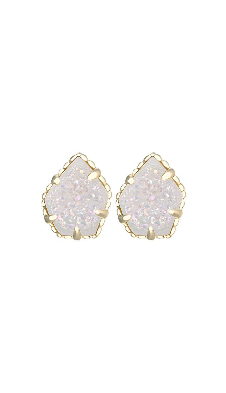 tessa earrings in gold irridescent drusy 