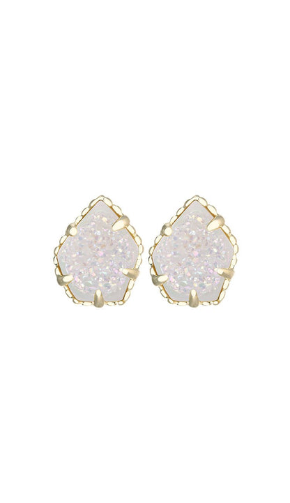 tessa earrings in gold irridescent drusy 