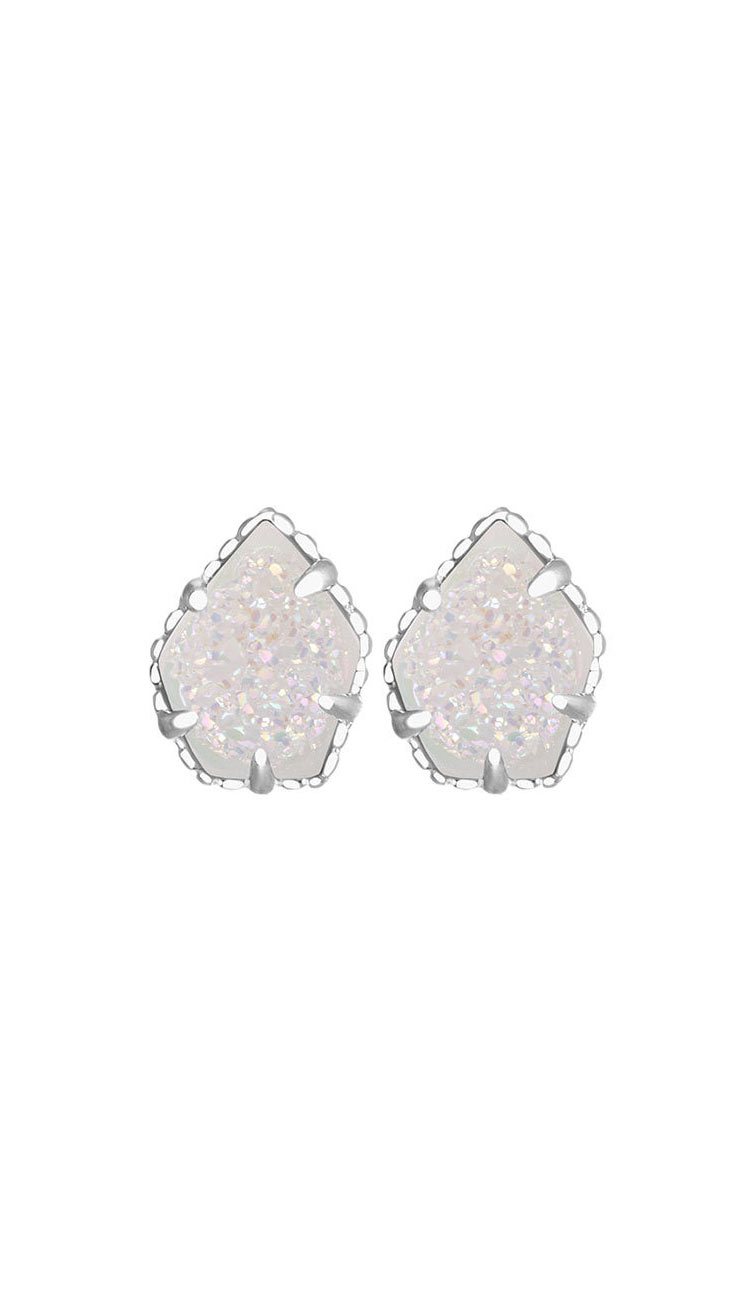 Iridescent Drusy Rhodium Tessa Earrings BY KENDRA SCOTT