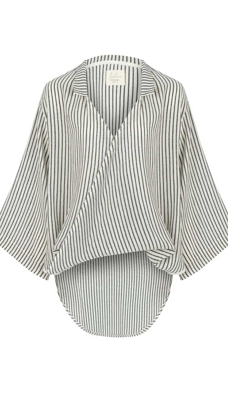 Sade Top with black stripes in 100% Turkish Cotton - Paula & Chlo front view