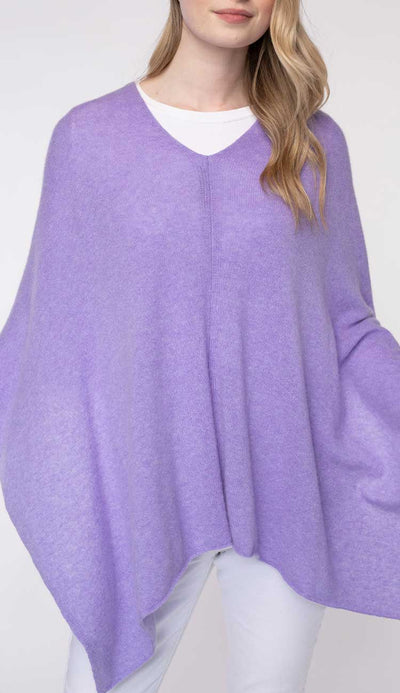 Claudia Nichole Cashmere Topper - in lilac with the v in the front
