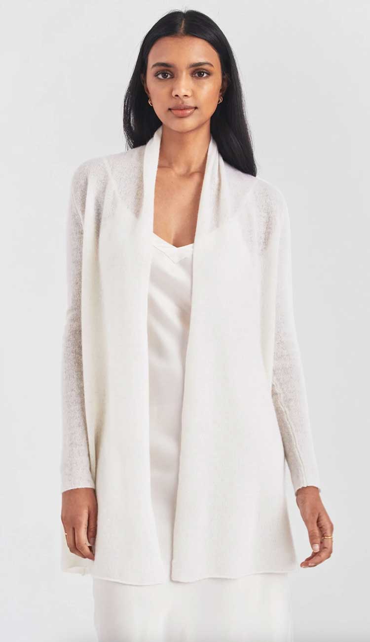 white and warren trapeze cardigan in soft white. The perfect year round cardigan - Paula & Chlo