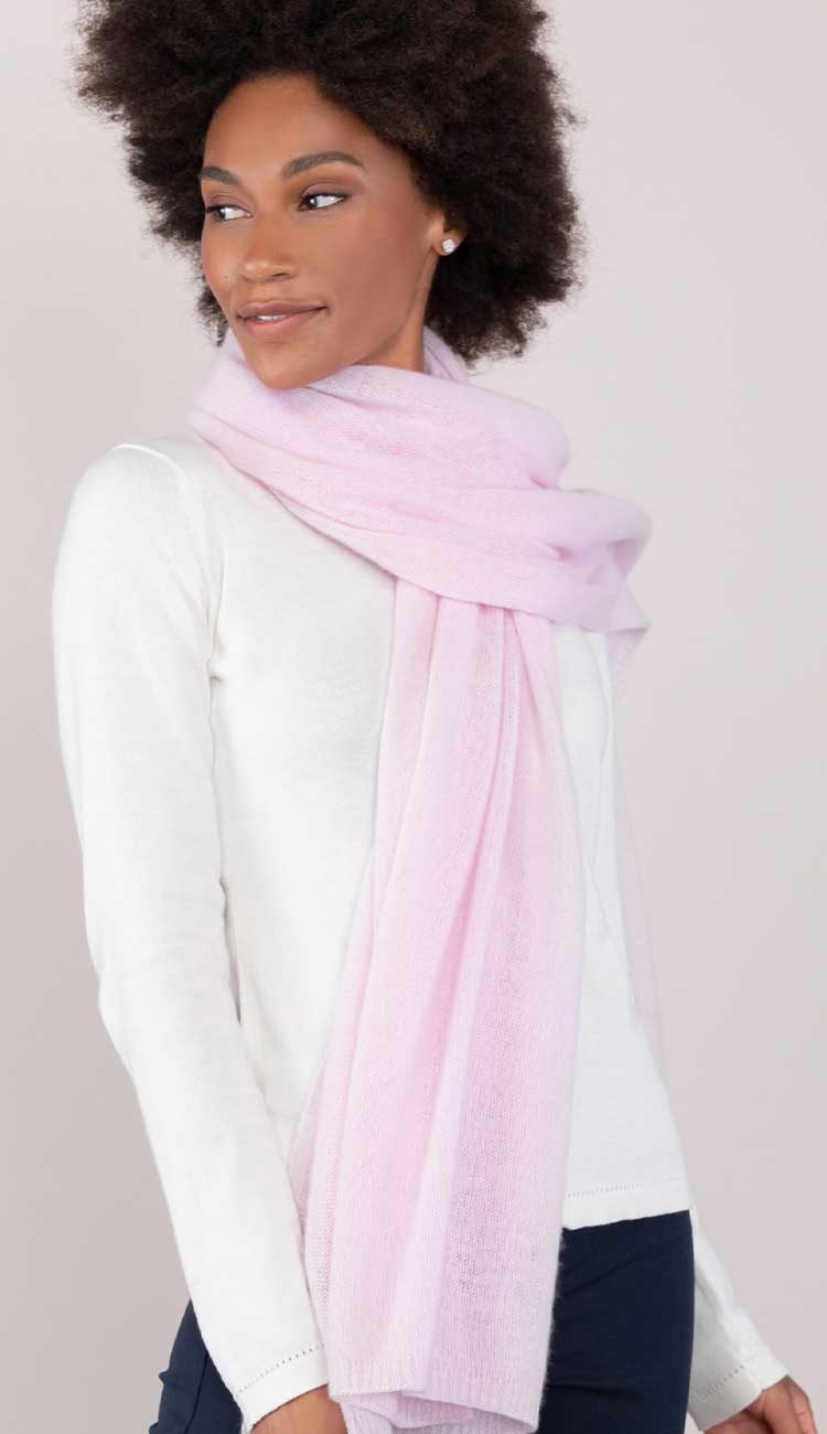 100% cashmere breezy travel wrap by Alashan in Beach Pink - Paula & Chlo