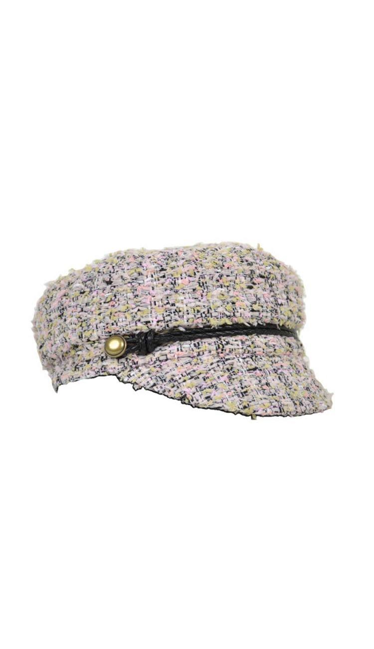 Elyse Tweed Marine Cap in Pink by Eugenia Kim