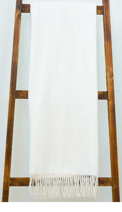White Classic Merino and Cashmere Throw - Paula & Chlo