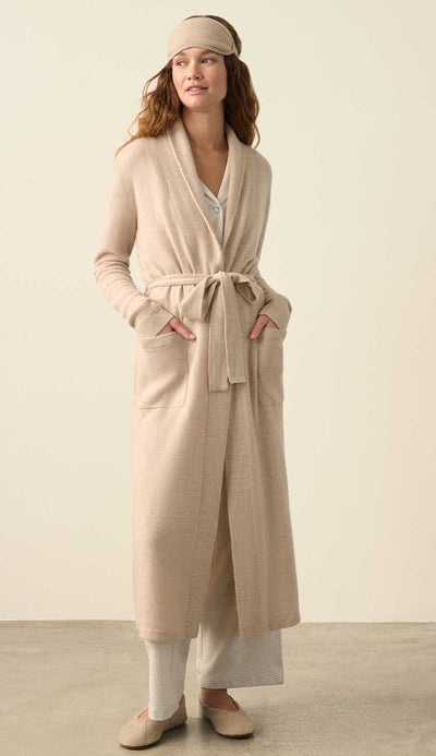 White + Warren Cashmere Robe - Toffee Heather front view - Paula & Chlo