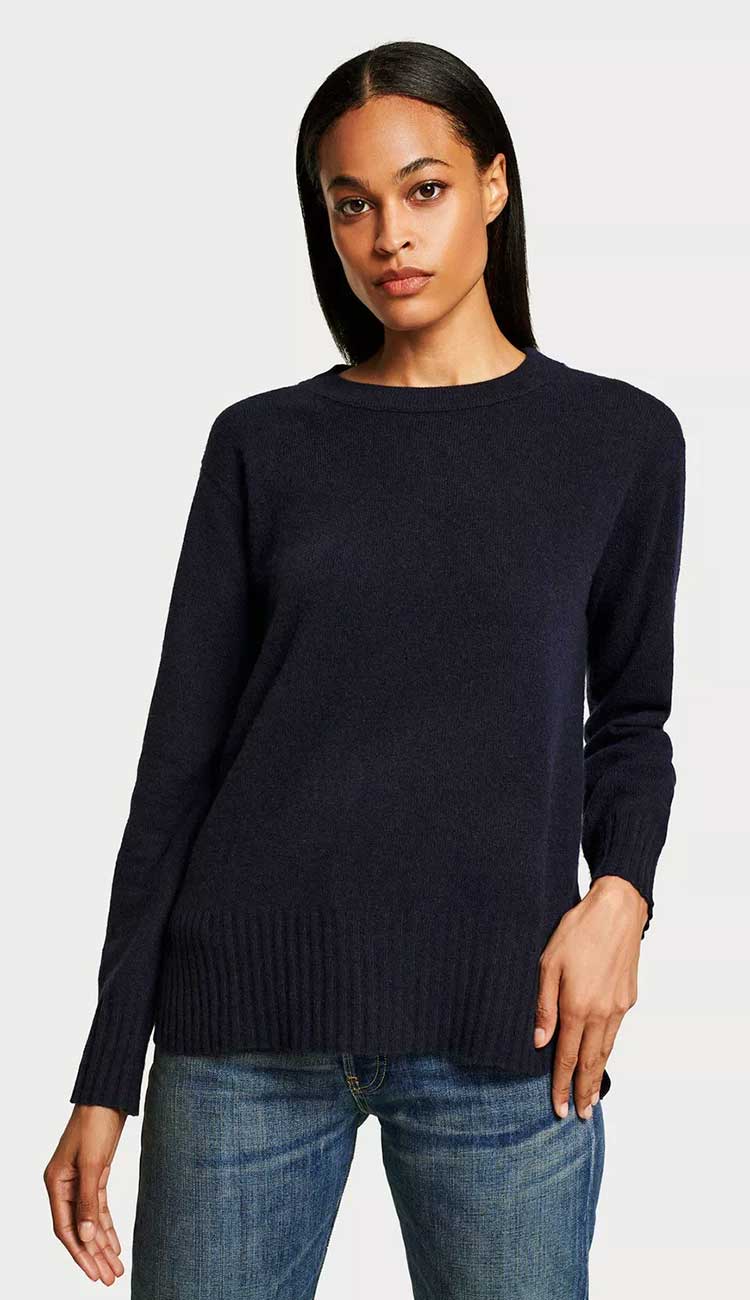 White and Warren Easy Wide Hem Cashmere Crew - Paula & Chlo