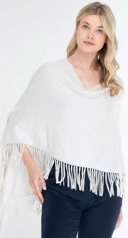 white fringe alashan cashmer cotton topper