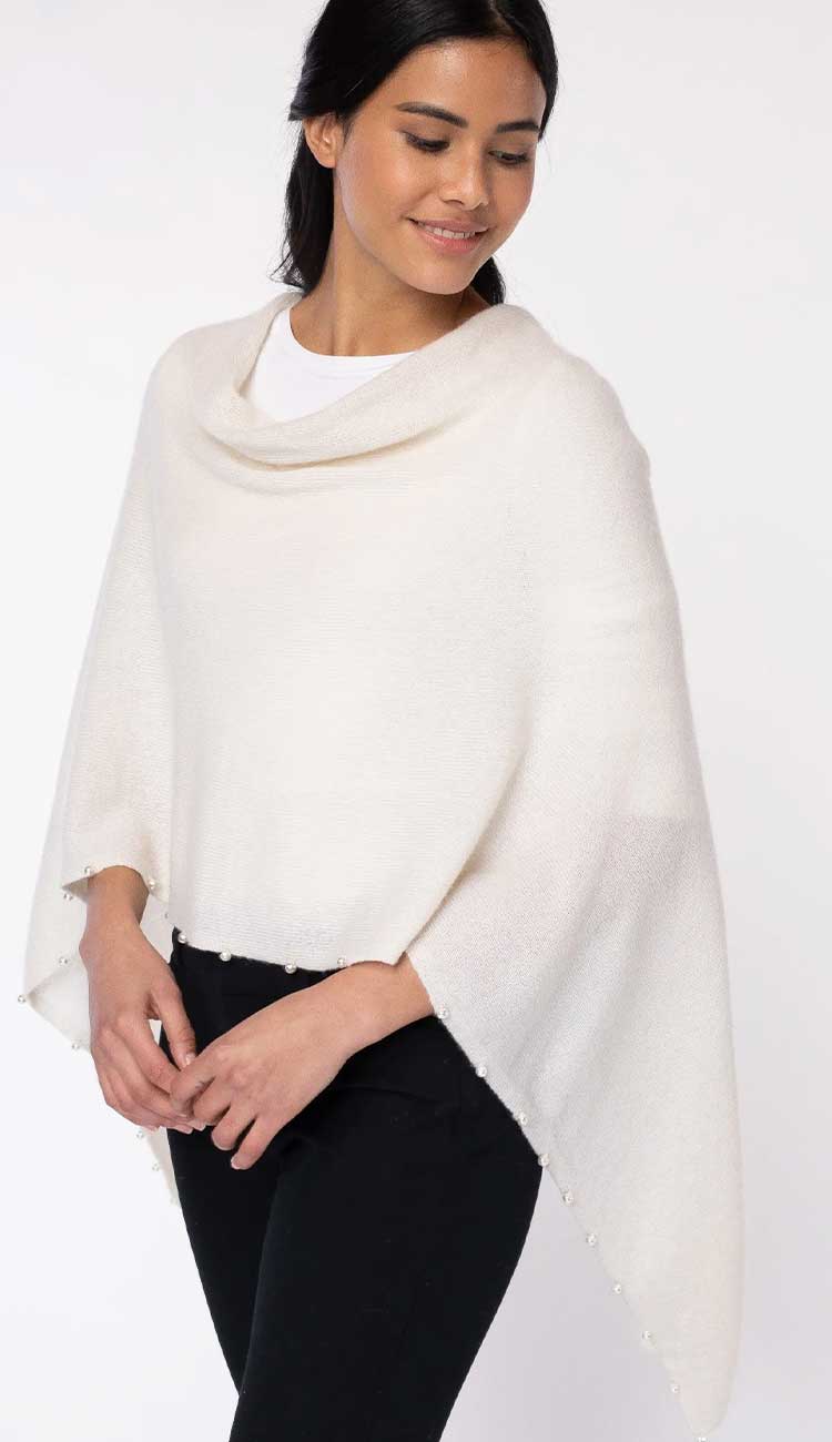 white pearl trim topper by Alashan Cashmere - Paula and chlo