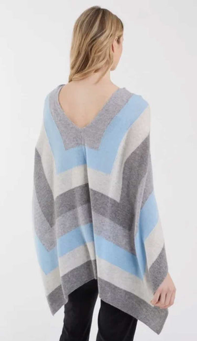 Winter stripe topper in skyline by Claudia Nichole an Alashan Cashmere Company. Wear it 4 different ways. Makes the perfect gift. Back View