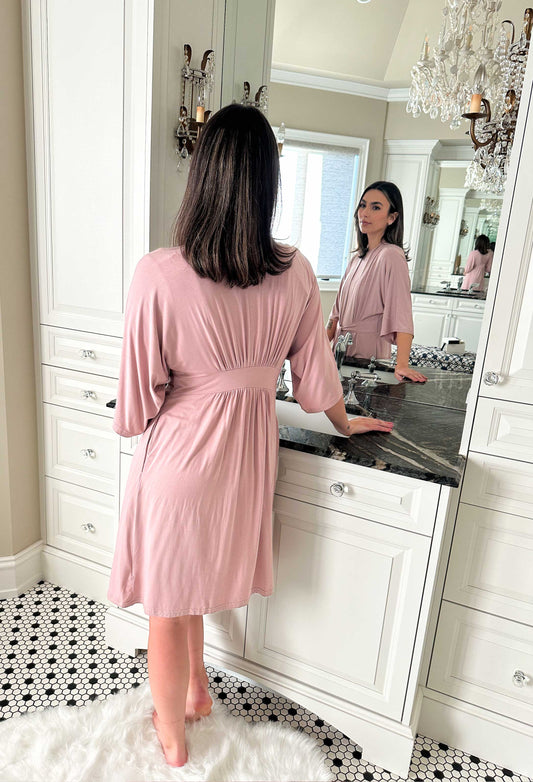 Nini Elbow Sleeve belted robe made in bamboo paired with matching night shirt. By Yala - Paula &  Chlo