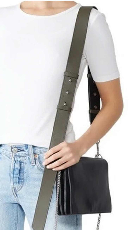 zep bag in black with army green strap